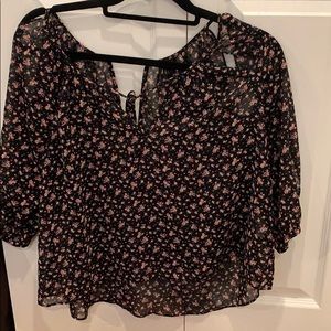 Sheer floral cut out blouse